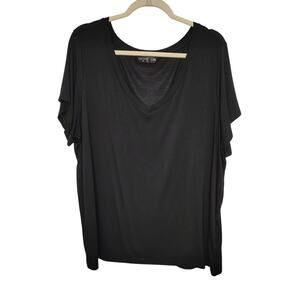Luxe Lounge Tee Womens XXL Top Plus Size Black V Neck Short Sleeve Modal